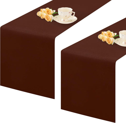 2 Pack Chocolate Table Runner 12 x 60 Inch Solid Color Farmhouse