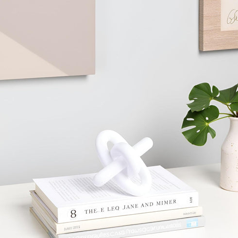 XMGZQ White Knot Decor for Coffee Table Book,Chain Link Decor for Bookshelf Entry Table TV Stand,Minimalist Knot