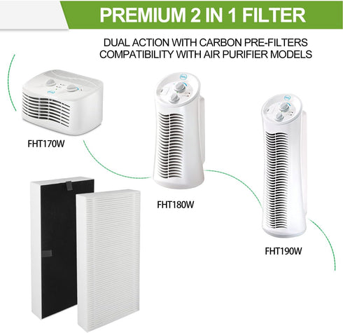 Hepa Filter Replacement for Honeywell U Filter | Compatible with Honeywell HHT270, HHT290 Series, 6 Pack
