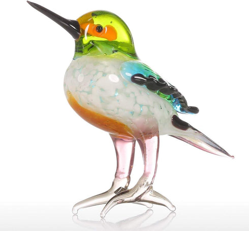 Too-arts Tiny Bird Glass Sculpture Ornament, Multicolor, Hand Blown Statue