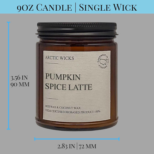 Pumpkin Spice Latte Candles | Arctic Wicks Scented Candles | 9oz Amber Non-Toxic Coconut & Beeswax Candle Fall Decor