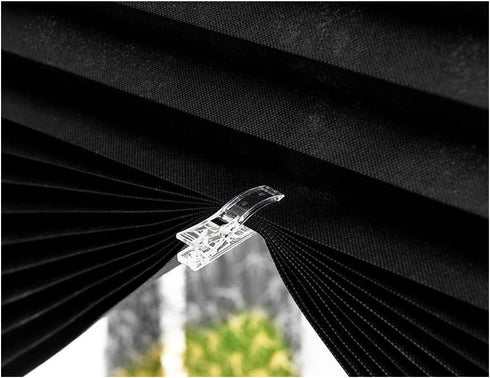 2 Pack Temporary Window Blinds, Self Adhesive Pleated Cordless Fabric Shades, Blackout for Bathroom Kitchen Office