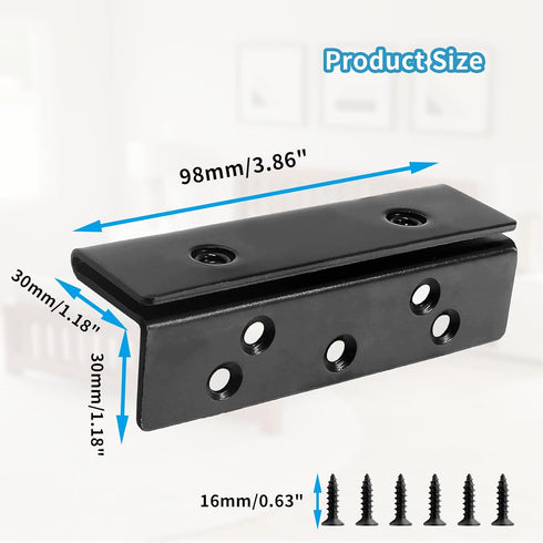 2 Pcs Bed Frame Bed Post Double Hook Slot Bracket, Heavy Duty Bed Hardware Plate Slot Attachment Bracket Bed Accessories for Wooden Bed, Black
