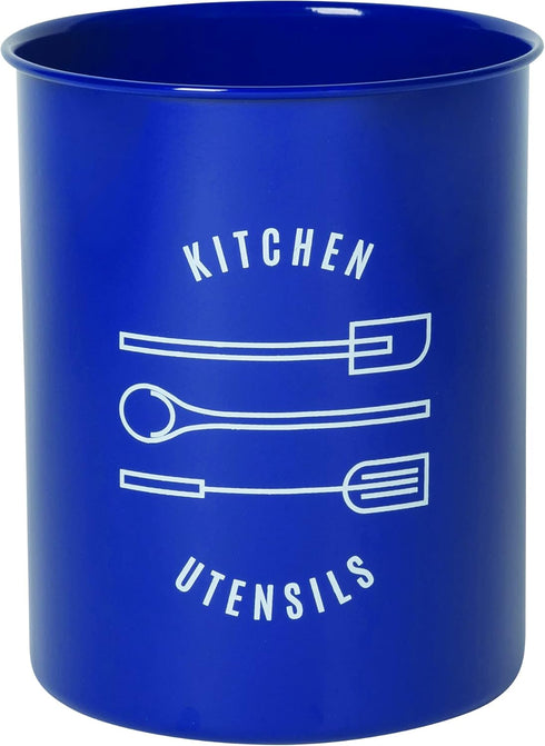 Now Designs Utensil Crock, Powder-Coated Steel, Navy Blue, 5x6 inches