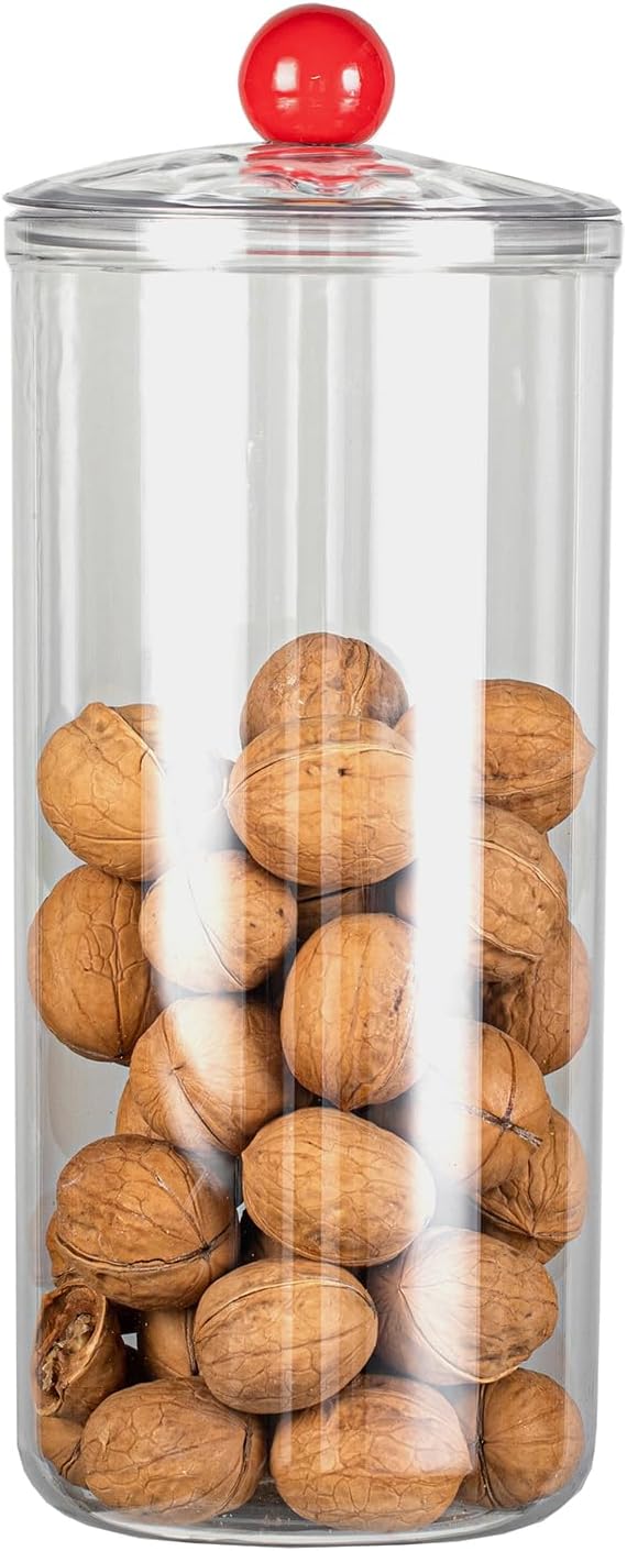 Clear Plastic Candy Jar with Lid for Office Desk, Cookie Storage Jar for Kitchen Counter, Apothecary Jar for Cotton