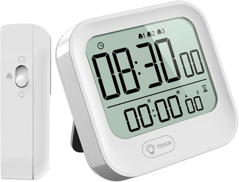 Small Vibrating Alarm Clock, Digital Large Display Magnetic Pomodoro Timer, Loud or Silent Volume, 12/24H