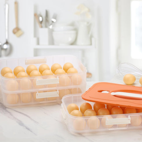 3-Layer 54 (3-Layer, BTSKY Deviled Egg Platter with Lid, Slots Deviled Eggs Carrier, Clear Portable Egg Holder