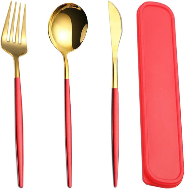 Reusable Utensils Set with Case, Travel Flatware Set for Home, Office, School, Camping