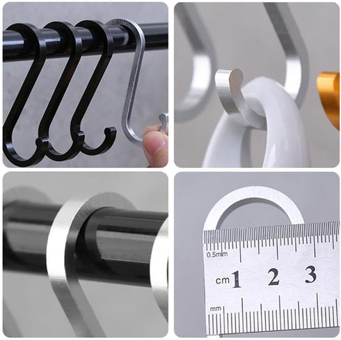 5 Pcs Black S-Shaped Hooks, Space Aluminum Multifunctional Hanging Hook Clasp Holder for Home Storage