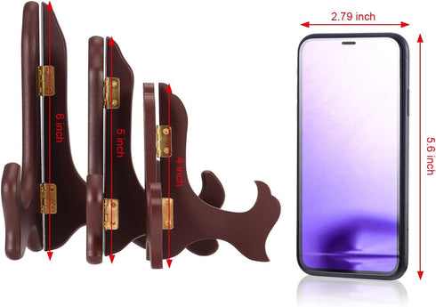 Tatuo 4 Packs Wooden Display Stand Plate Holder Easels (4 Inch, Red)