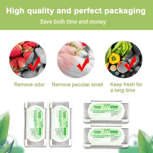 4 Packs Refrigerator Deodorizer (60g Each), Fonday Odor Eliminator for Fridges, Bamboo Activated Charcoal