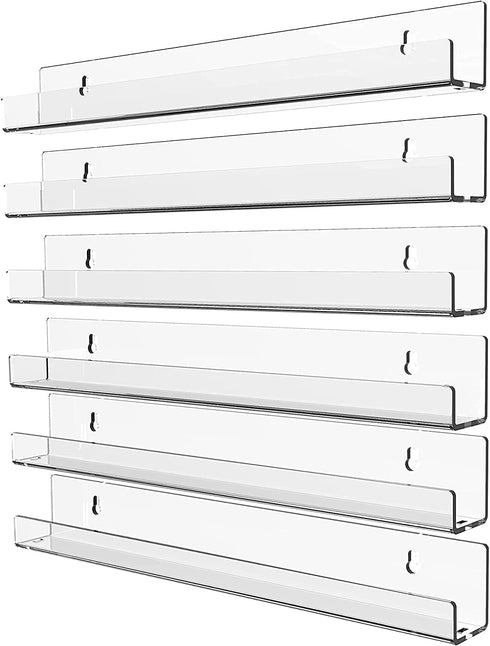 Cq acrylic Invisible Clear Floating Bookshelf - 15" Hanging Wall Mounted Display
