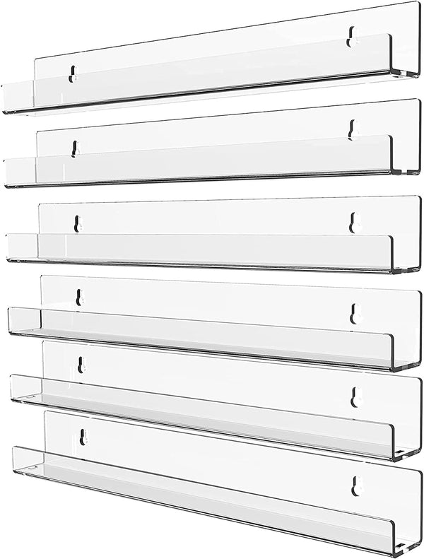 Cq acrylic Invisible Clear Floating Bookshelf - 15" Hanging Wall Mounted Display