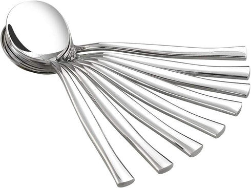 Idotry Set of 12 Round Soup Spoons, Stainless Steel Bouillon Spoons
