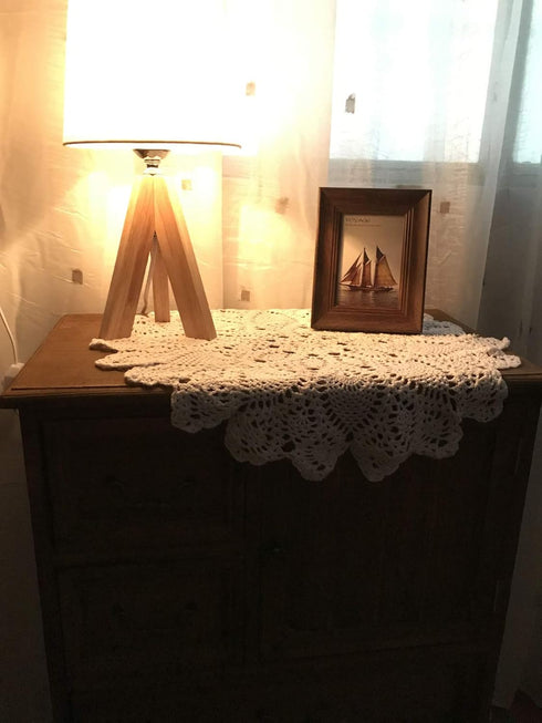 Damanni Cotton Handmade Crochet Lace Tablecloth Doilies - Round, Beige, 20 Inch