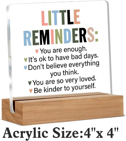 Inspirational Motivational Gifts, You are Enough Clear Desk Decorative Sign with Wooden Stand for Office