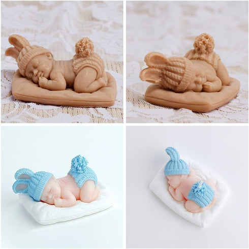 2Pcs 3D Sleeping Baby Silicone Chocolate Candy Fondant Mold, Handmade Soap Candle Mold for Baby Shower Party Decoration