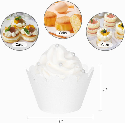 KPOSIYA Set of 100 Artistic Bake Cake Cups Filigree Little Vine Lace Laser Cut Cupcake Wrapper Liner Baking Cup Muffin CaseTrays for Wedding Birthday Party Decoration-Best Kitchen Gift(White) by KPOSIYA