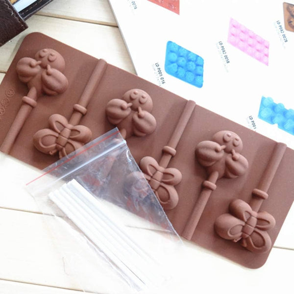 Cute 6 Even Bees and Butterflies Lollipop Silicone Mold for DIY Candy, Chocolate, Soap, Cakes, Jelly, Candle