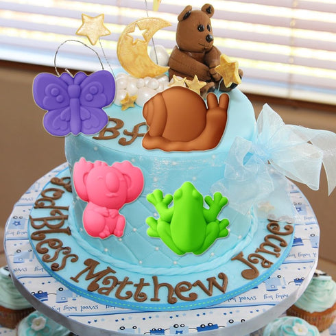 2 Pack Gummy Chocolate Molds Elephant Monkey Frog Silicone Molds for Cake Jello Ice Cube Crayon, Cake Decoration Soap