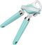 Manual Can Opener: Heavy Duty Stainless Steel Safe Cut with Magnetic Lifter, Smooth Edge, Easy Big Turn Knob, Aqua Sky