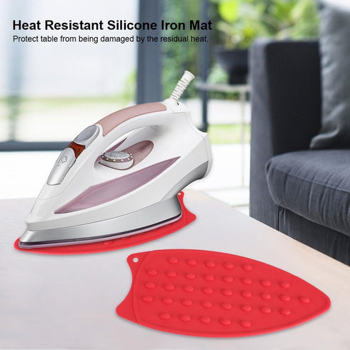 Yosoo Silicone Iron Hot Rest Pad Mat, Iron Stand Mat for Ironing (Red)