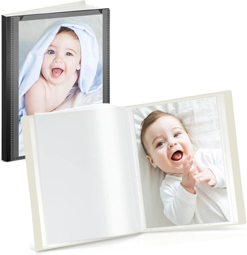 CRANBURY Small Photo Album 4x6 (Black), 2-Pack Mini Plastic Picture Album Binder, 24 Pockets for 48 Pictures