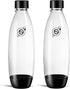 sodastream 1L Twin Pack Dishwasher Safe Slim Bottle (Black)