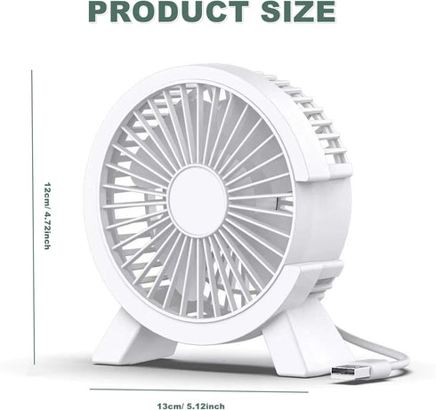 USB Fan 5in Mini Desk Table Fan, Personal Quiet Fan, Portable Desktop Cooling Fan Powered by USB for Camping, Home,