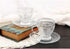 7 Oz Set 6 cosnou Vintage Glass Tea Cups with Saucers, Glass Mugs of Espresso Coffee Embossed Glassware with Handle