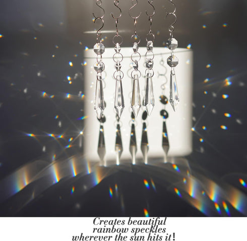 20pcs 55mm Chandelier Icicle Crystal Prism Suncatcher,Clear Chandelier Crystals Replacement,Crystals for Chandeliers