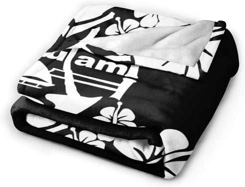 Guam Flower Hibiscus Decal Throw Blanket - Ultra-Soft Cozy Lightweight Micro Sherpa Plush Fleece for All Season 50"x40"