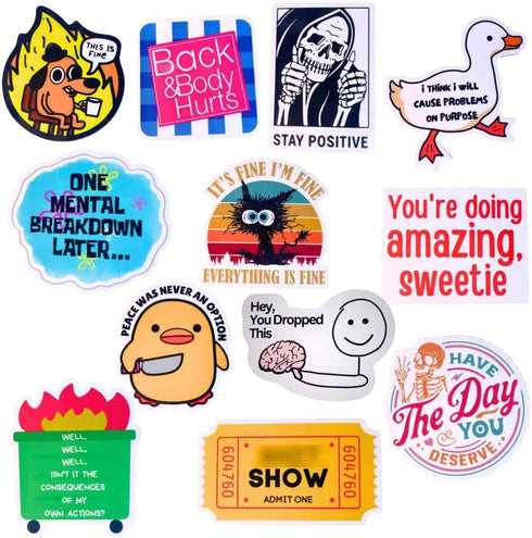 YJ PREMIUMS 12-Piece Fridge Magnets, Funny Memes, Cute Animals, and Words for Home or Office Decoration