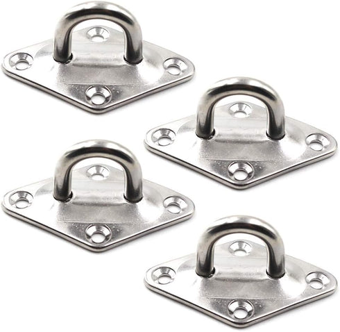 Heavy Duty Ceiling Wall Mount Hook, Diamond Pad Eye Plate 5mm 3/16" 304 Stainless Steel for Yoga Swings, Hammocks,
