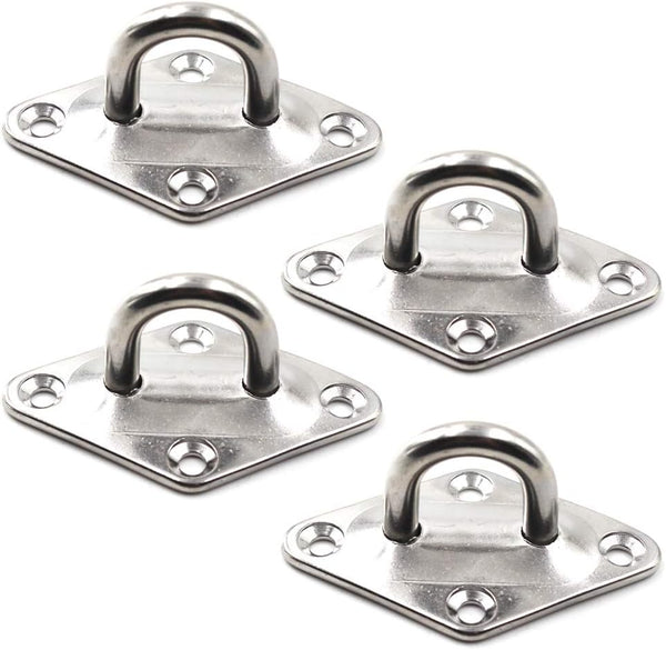 Heavy Duty Ceiling Wall Mount Hook, Diamond Pad Eye Plate 5mm 3/16" 304 Stainless Steel for Yoga Swings, Hammocks,