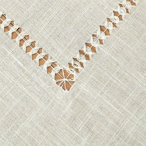 Grelucgo 36 Inch Small Double Hemstitch Solid Color Natural Tablecloth for Coffee Table, Round