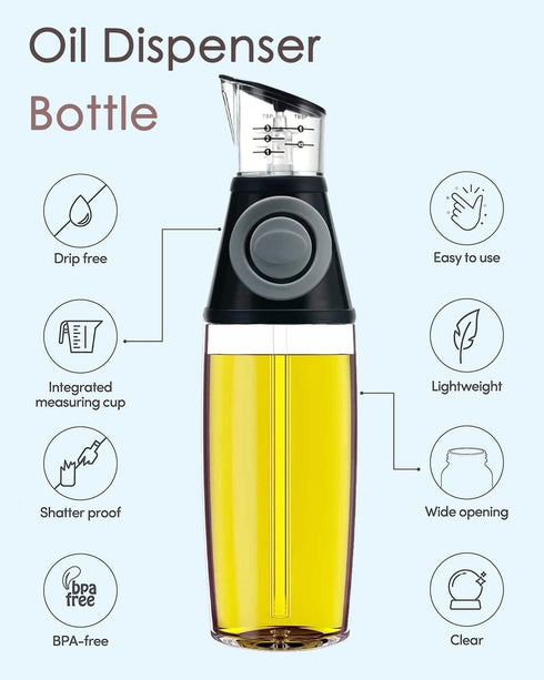 17oz Oil Dispenser Bottle, Olive Oil Dispenser Oil Sprayer, Clear Glass Refillable Oil and Vinegar Dispenser Bottle