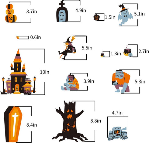 CCINEE Halloween Window Stickers - 10 Sheets Halloween Clings Decals for Indoor and Outdoor Home Decor