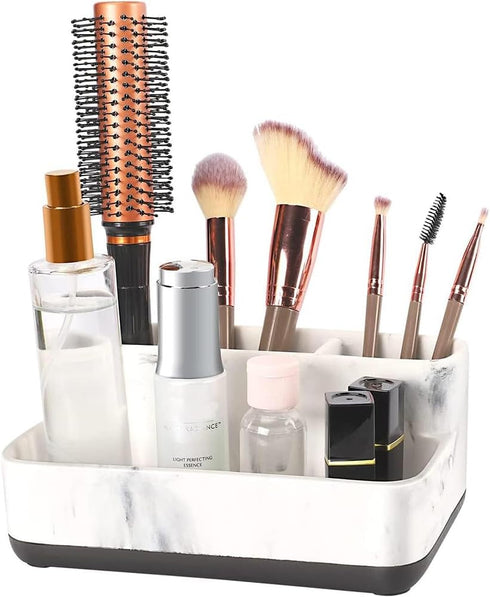 zccz White Marble Design Makeup Organizer - Bathroom Counter Storage for Toothbrushes