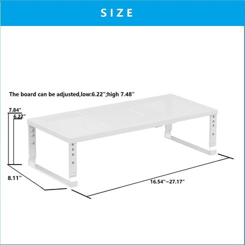 Countertop Solution(1Pack/White/Medium) Expandable,Adjustable & Stackable Spice Rack, Cabinet Kitchen Shelf