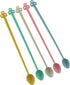 60PCS Candy Color Plastic Mini Coffee Tea Beverage Blender - Disposable Stirrers Spoon Sticks for Adjusting Sauce