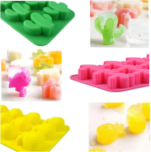 KRLIFCSL Candy Molds Ice Cube Trays - Silicone Molds for Making Ice, Jelly, Chocolate, Soap (Pack of 4, Multicolor)