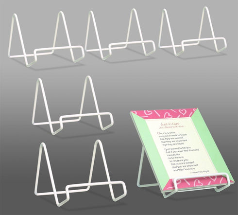 BANBERRY DESIGNS Wire Easel Plate Stands Display Holder, White Metal, 3 Inch, Pack of 6