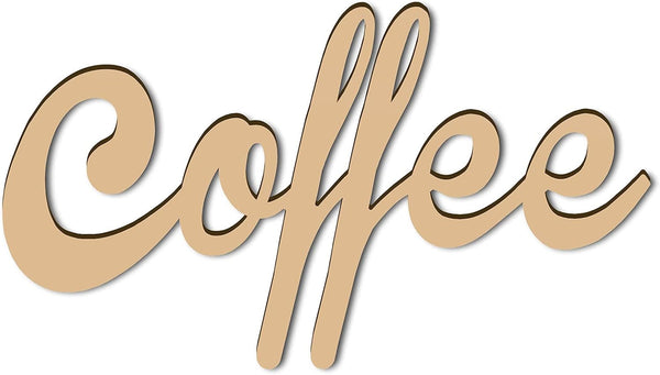 CREATCABIN Laser Cut Wood Sign Wall Art, Coffee Letter Decorative Wall Sculpture Hanging Decor for Housewarming, 25 x