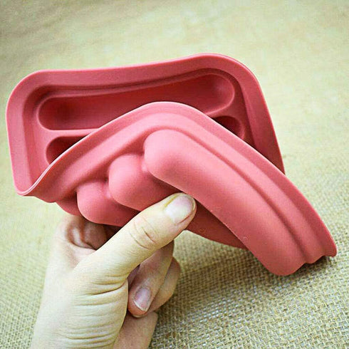 Non-Stick Silicone Sausage Mold for Homemade Hot Dogs, BPA Free, 6-Cavity for Oven and Microwave (Red)