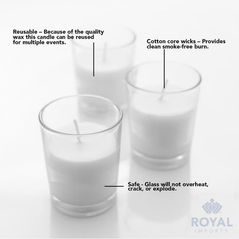Royal Imports 24 Pack Unscented Clear Glass Votive Candles, 12 Hour Burn Time for Home & Party