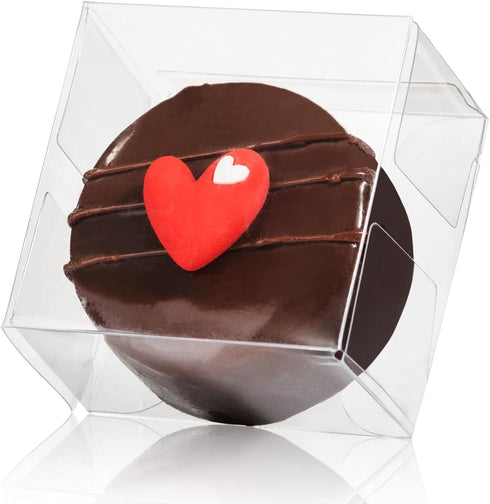 RomanticBaking 50pcs Clear Macaron Box for Chocolate Covered Ore Cookies, 2.17"×2.17"×1.38", Wedding Favors