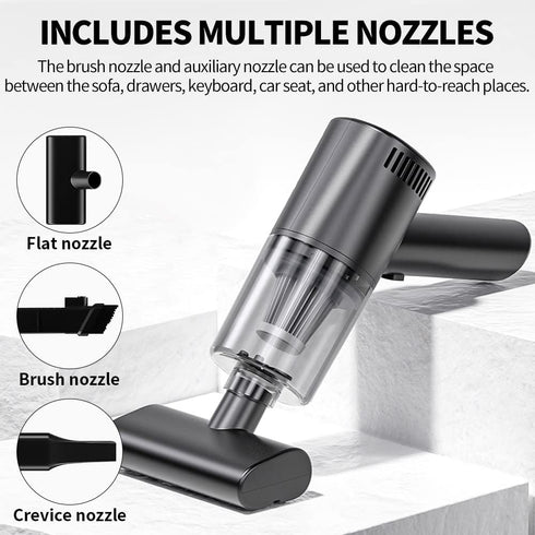 Wireless Handheld Vacuum Cleaner, 6000Pa High Suction Power, Portable Cordless Device, Twin Turbine Motors, Black