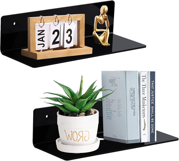 9 Inch Acrylic Floating Shelf No Drill Adhesive Wall Shelf Set of