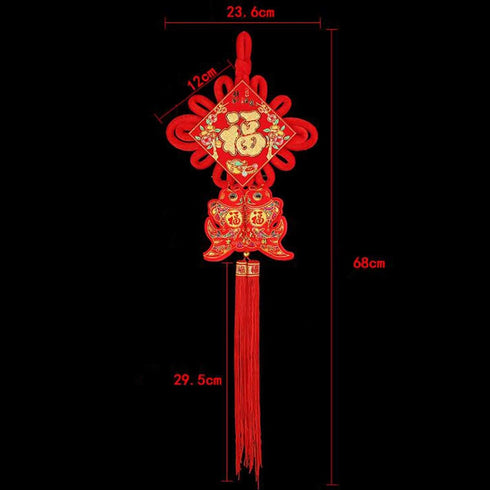 2 Pack Chinese Knot Tassel New Year Decoration, Traditional Red Lucky Pendant Ornaments for Home Decor